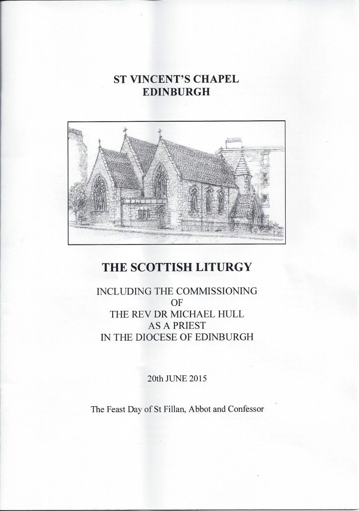 Order of Service for the Commissioning of The Reverend Dr Michael Hull on 20th June 2015 at St Vincent's.